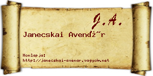 Janecskai Avenár névjegykártya